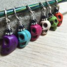 6 Skull Stitch Markers (SNAG FREE)- Handmade Gifts- Knitting Tools