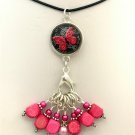 Rose Butterfly Stitch Marker Necklace Holder & Snag Free Markers | Leather Cord