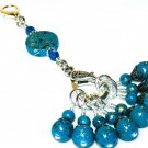 Blue Speckle Knitting Stitch Marker Set with Holder- Handmade