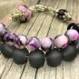 Abacus Counting Bracelet, Knitting Row Counter , Handmade, Black Lilac