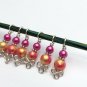 Celtic Knot Stitch Markers for Knitting- Set of 6- Pink and Gold