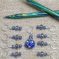 Knitting Stitch Marker Set (SNAG FREE)- Set of 9- Blue and silver