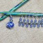 Knitting Stitch Marker Set (SNAG FREE)- Set of 9- Blue and silver