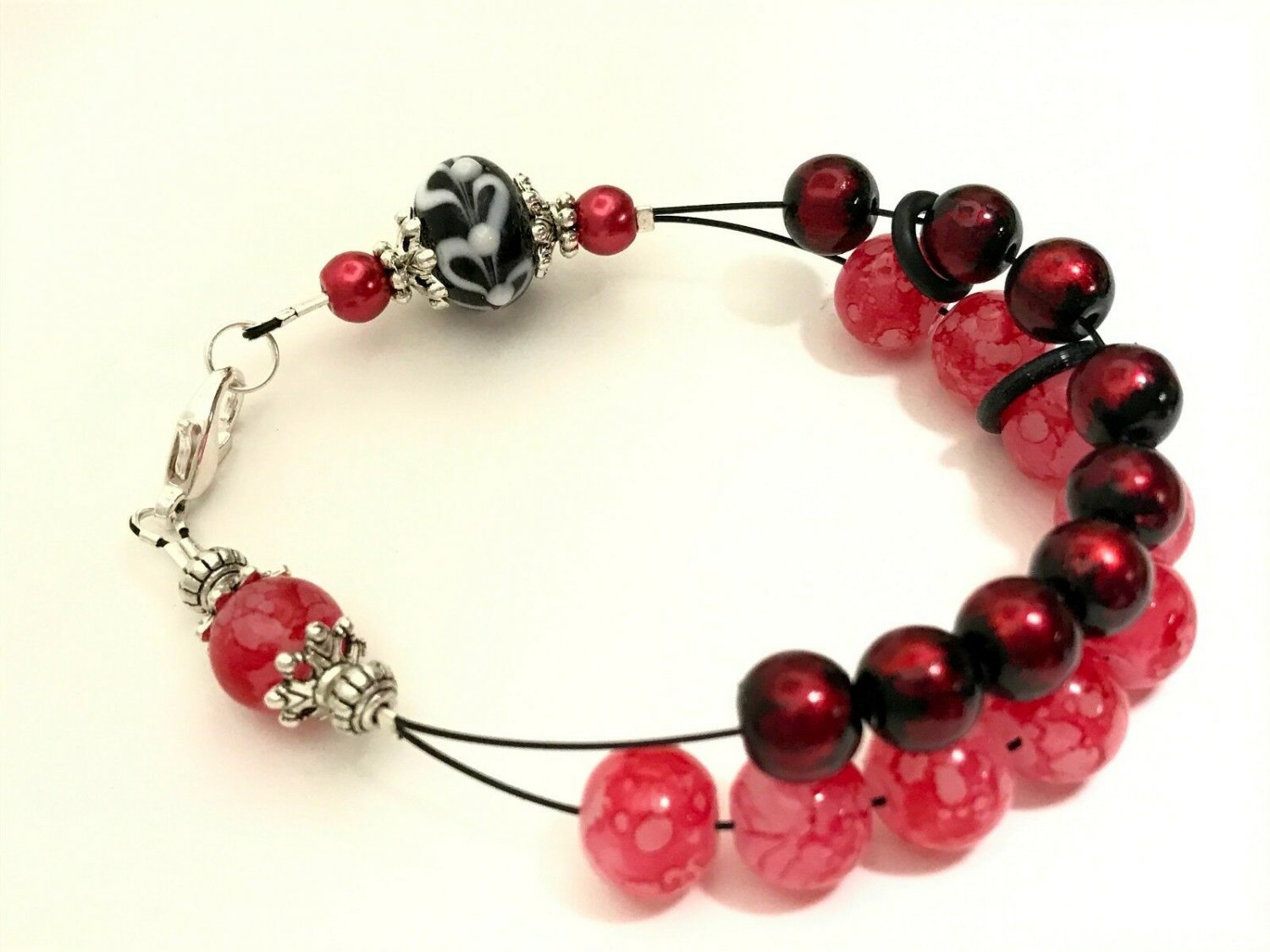 Berry Red Abacus Counting Bracelet, Knitting Row Counter, Handmade