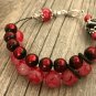 Berry Red Abacus Counting Bracelet, Knitting Row Counter, Handmade