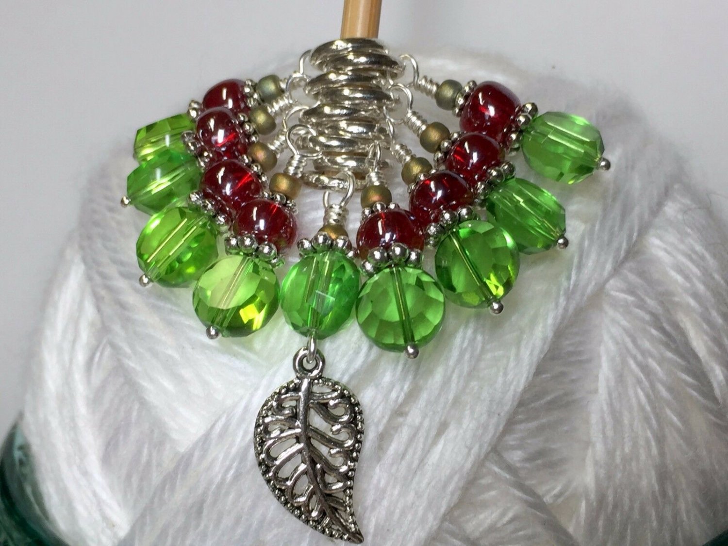 Handmade Knitting Stitch Markers (SNAG FREE)- Filigree Leaf