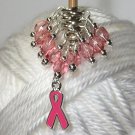 Breast Cancer Ribbon Knitting Stitch Marker Set (SNAG FREE)- Set of 9
