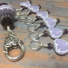 Lavender Hearts Stitch Markers & Matching Clip Holder- Snag Free Knitting Tools