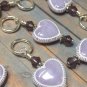 Lavender Hearts Stitch Markers & Matching Clip Holder- Snag Free Knitting Tools