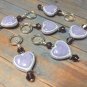 Lavender Hearts Stitch Markers & Matching Clip Holder- Snag Free Knitting Tools