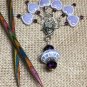Lavender Hearts Stitch Markers & Matching Clip Holder- Snag Free Knitting Tools
