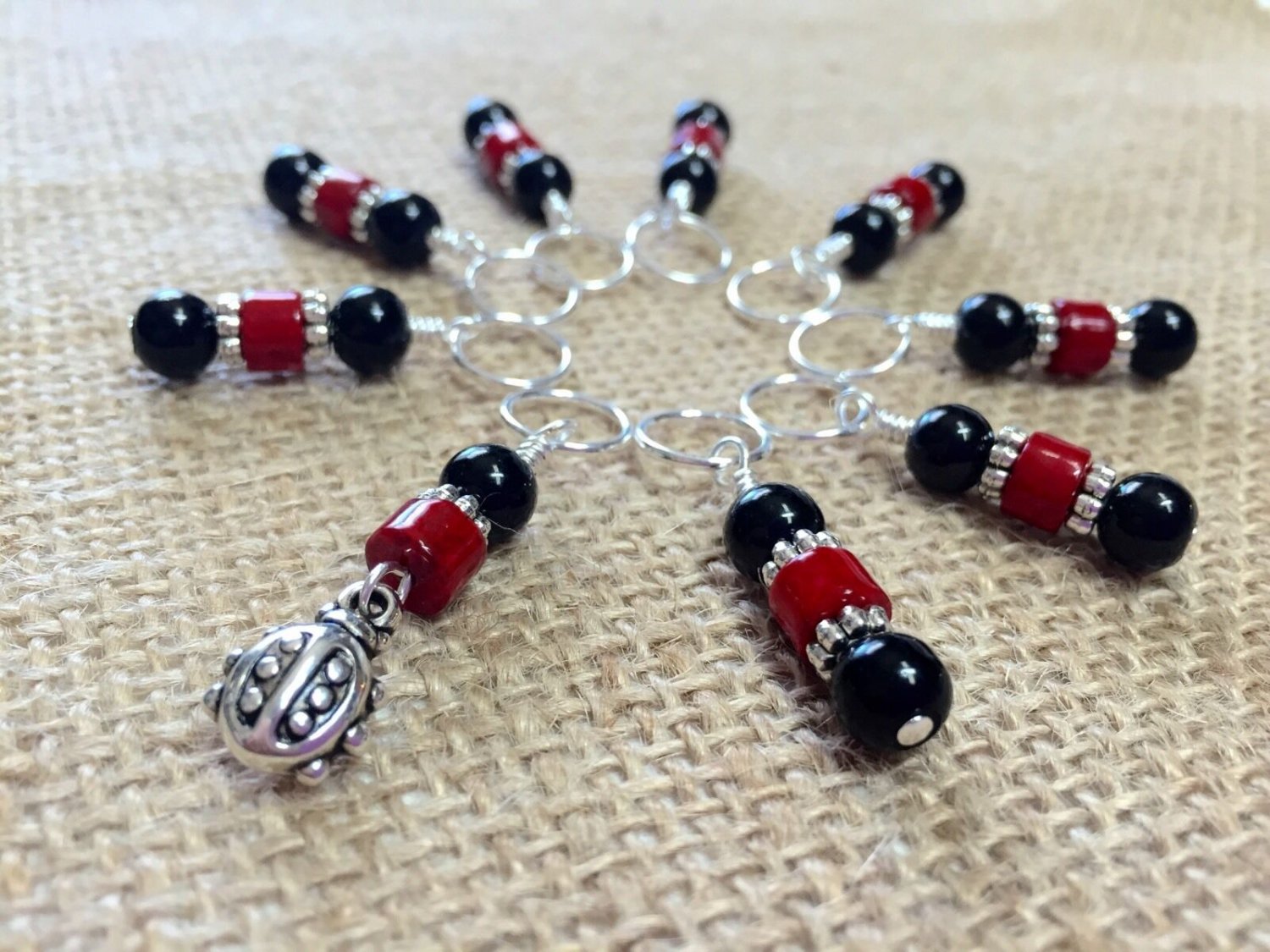 Knitting Stitch Markers (SNAG FREE)- Ladybug