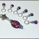 Magenta Blue Stitch Marker Holder And Matching SNAG FREE Stitch Markers
