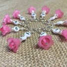 1-10 Row Counter Stitch Markers - Number Markers For Knitting - Pink Flowers