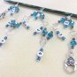Knitting Row Counter- Aqua 1-10 Chain Style Counter- numbered stitch marker