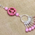 Removable Crochet Stitch Markers with Lanyard- For Knitting Too- Pink Peace Sign