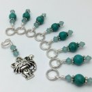Handmade Turquoise Cat Stitch Marker Set (SNAG FREE)