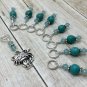 Handmade Turquoise Cat Stitch Marker Set (SNAG FREE)
