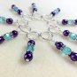 Handmade Beaded Knitting Stitch Markers (SNAG FREE)- Aqua Crystal & Plum Pearl