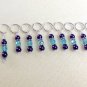 Handmade Beaded Knitting Stitch Markers (SNAG FREE)- Aqua Crystal & Plum Pearl