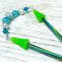 Mottled Blue Knitting Needle Point Protector- Handmade Stitch Saver