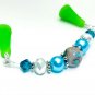 Mottled Blue Knitting Needle Point Protector- Handmade Stitch Saver