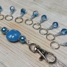 Handmade Beaded Blue Star Stitch Marker Lanyard (SNAG FREE) for Knitters