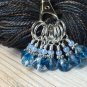Handmade Beaded Blue Star Stitch Marker Lanyard (SNAG FREE) for Knitters