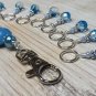 Handmade Beaded Blue Star Stitch Marker Lanyard (SNAG FREE) for Knitters
