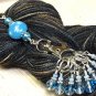 Handmade Beaded Blue Star Stitch Marker Lanyard (SNAG FREE) for Knitters