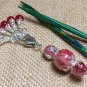 Cherry Red Stitch Markers AND Red Swirl Clip Holder- Snag Free Knitting Tools