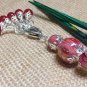 Cherry Red Stitch Markers AND Red Swirl Clip Holder- Snag Free Knitting Tools