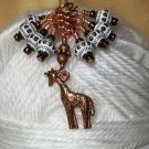 Copper Giraffe Beaded Knitting Stitch Markers (SNAG FREE)