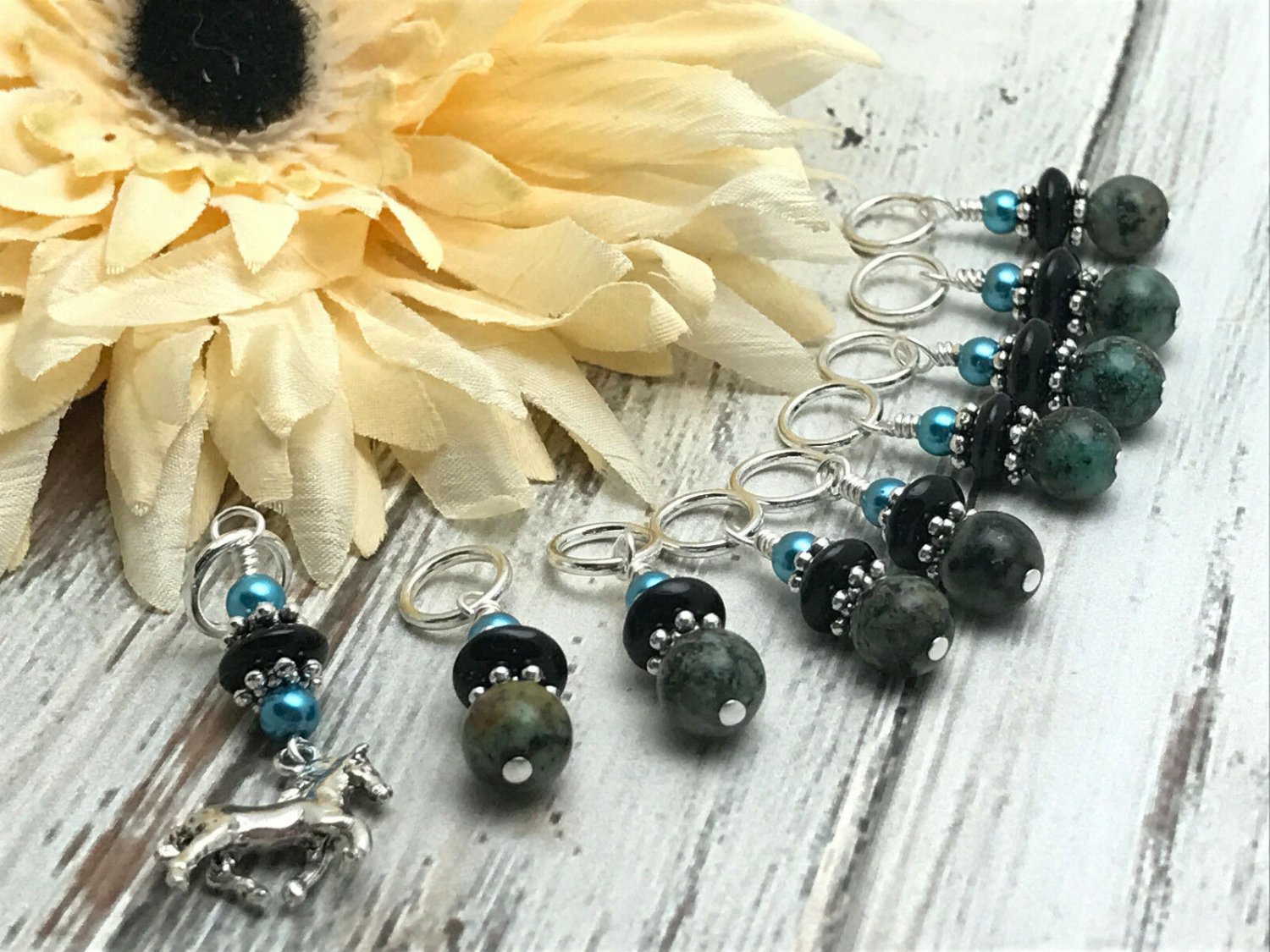 Handmade Beaded Knitting Stitch Markers (SNAG FREE)- Horse