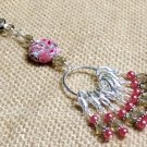 Removable Crochet Stitch Markers & Lanyard- For Knitting Too- Coral Smoke Mosaic