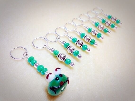 Beaded Frog Knitting Stitch Markers (SNAG FREE)
