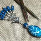 Snag Free Aqua River Stone Stitch Markers & Matching Clip Holder for Knitting