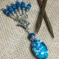 Snag Free Aqua River Stone Stitch Markers & Matching Clip Holder for Knitting