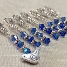 Removable Clip-On Bluebird Stitch Markers - For Knit Or Crochet