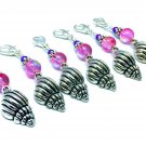 Removable Seashell Stitch Markers with Lobster Clasps for Crochet