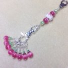 Handmade Beaded Knitting Stitch Marker Set with Lanyard (SNAG FREE) Cats eye
