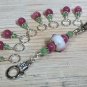 Handmade Beaded Knitting Stitch Marker Set with Lanyard (SNAG FREE) Cats eye