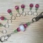 Handmade Beaded Knitting Stitch Marker Set with Lanyard (SNAG FREE) Cats eye