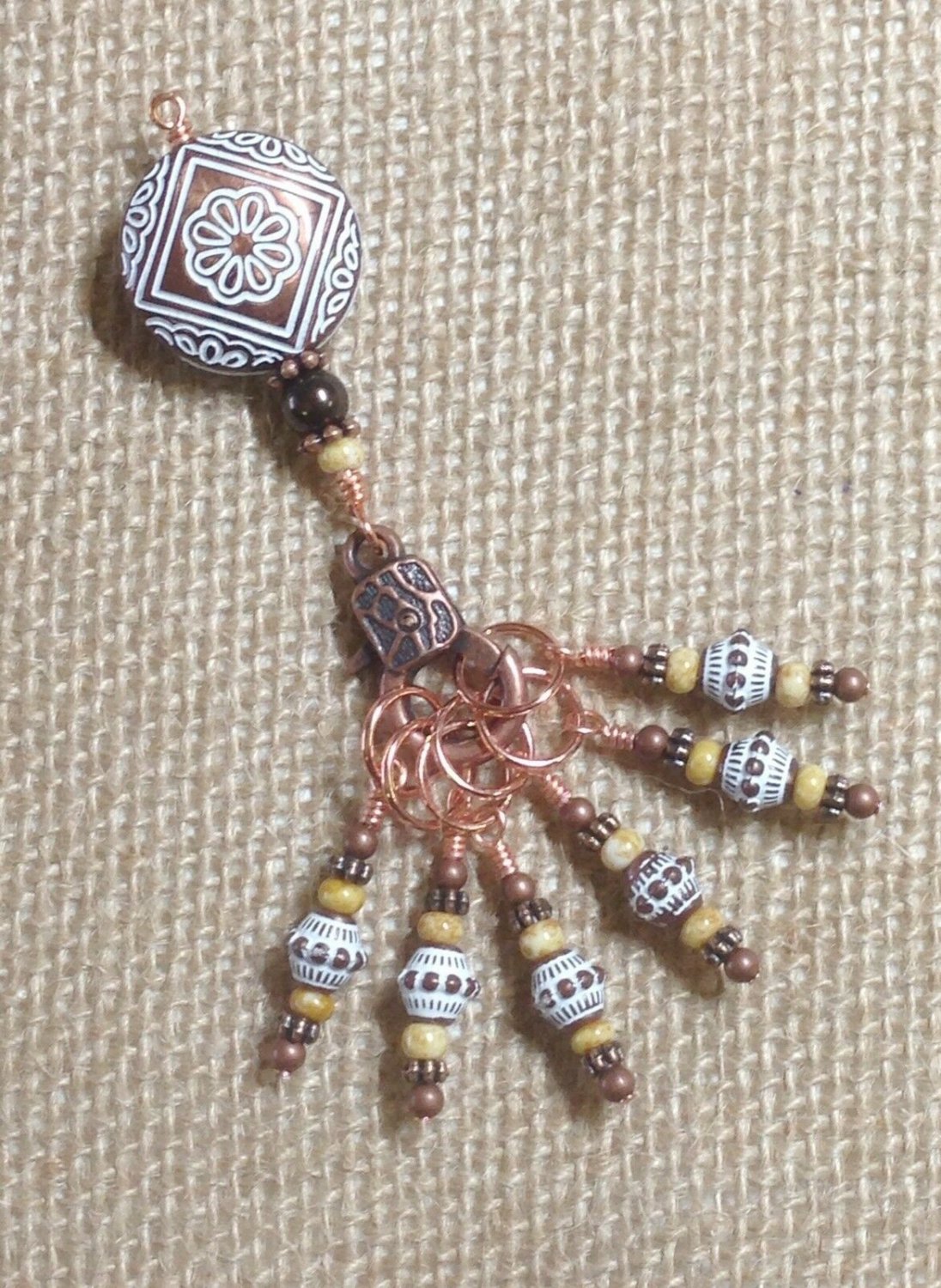 Snag Free Stitch Markers with Copper Beaded Clip Holder