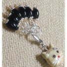 Beaded Stitch Markers (SNAG FREE) with Kitty Cat Clip Holder- Knitting Tools