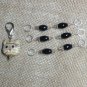 Beaded Stitch Markers (SNAG FREE) with Kitty Cat Clip Holder- Knitting Tools