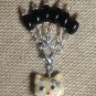 Beaded Stitch Markers (SNAG FREE) with Kitty Cat Clip Holder- Knitting Tools