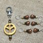Hand Crafted Stitch Markers for Knitters (SNAG FREE) with Peace Sign Holder