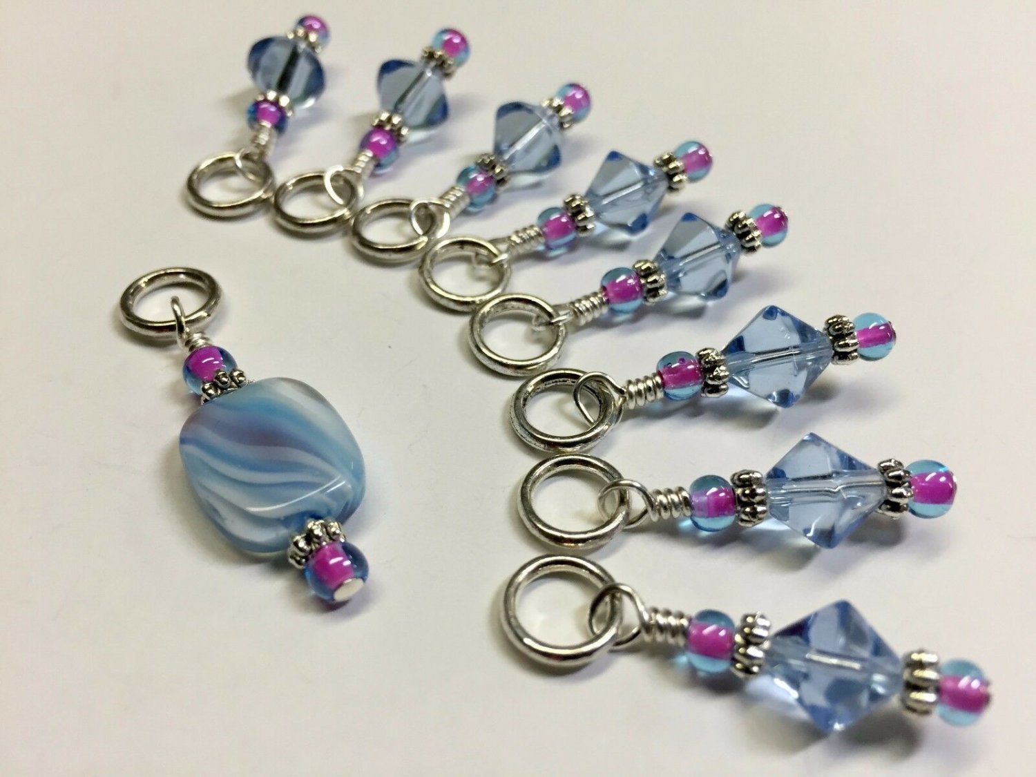 Handmade Blue Knitting Stitch Markers (SNAG FREE)-