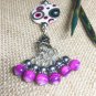 Snag Free Beaded Knitting Stitch Markers & Matching Holder- Pink & Grey Circles